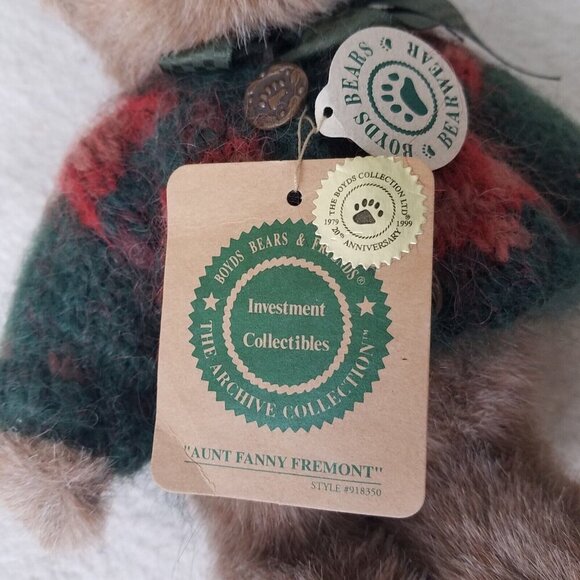 Boyds Bears Jointed Plush Bear AUNT FANNY FREMONT 918350 NWT 8" sweater hat - Picture 10 of 12